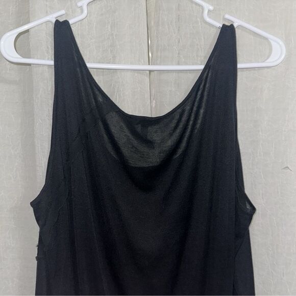 Eileen Fisher L Black Ribbon Detail Fine Knit Soft Relaxed Fit Tank Top - Picture 4 of 11